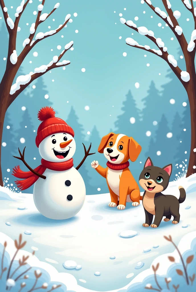Show winter season in cartoons characters