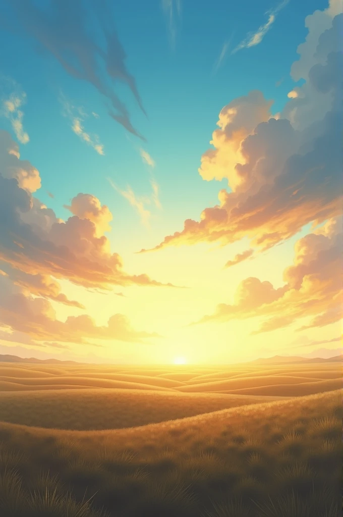 Creat a bule-yellowish sky with prairies 