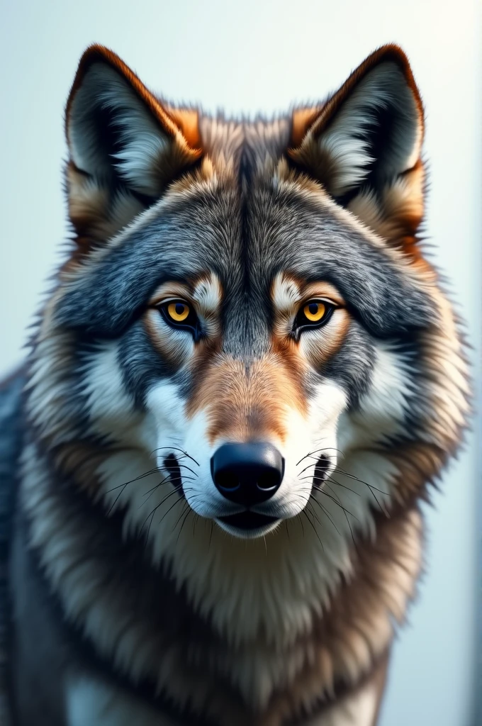 Portrait of a wolf, high quality, hyperrealism,