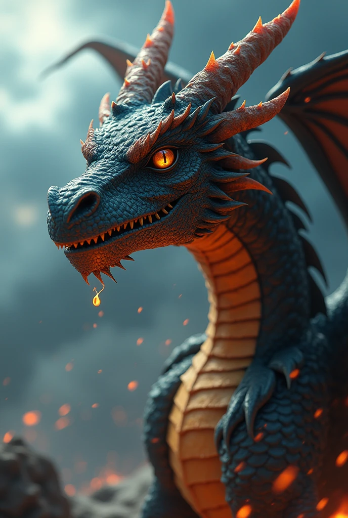 - A close-up of Spark, looking determined and brave, ready to take action. His eyes are focused on the storm cloud, and he’s preparing to take flight, with his wings slightly raised and flames flickering at the edges of his mouth.