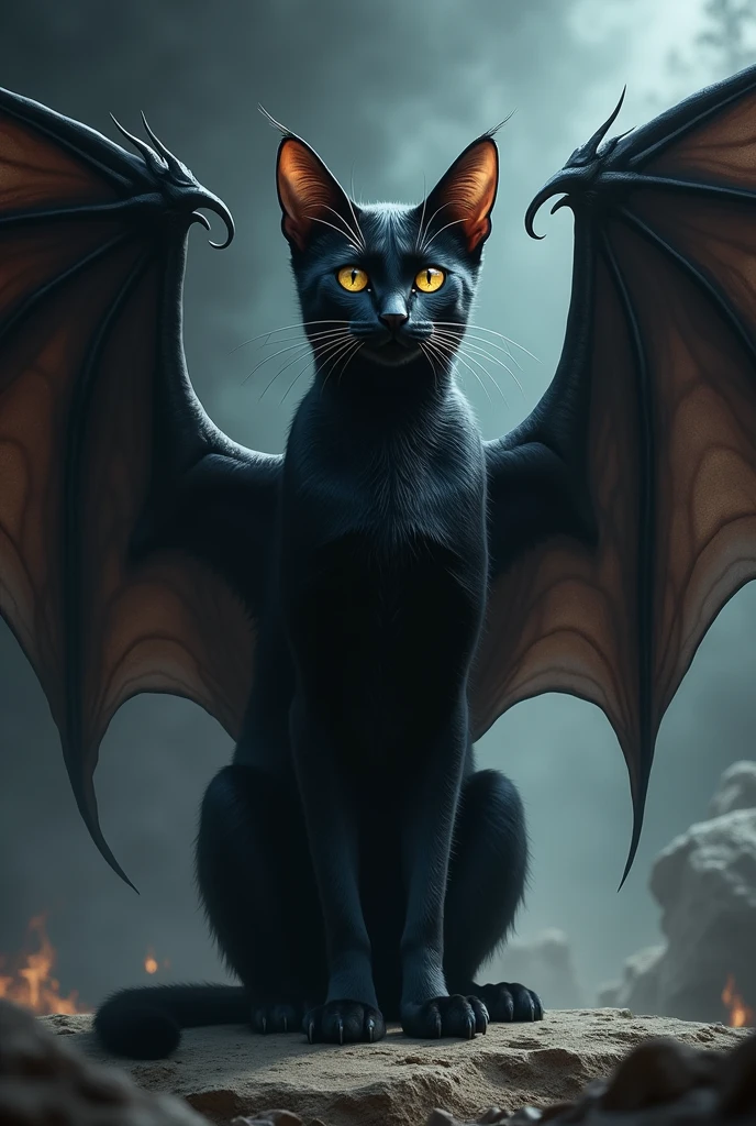 Black cat with wings
