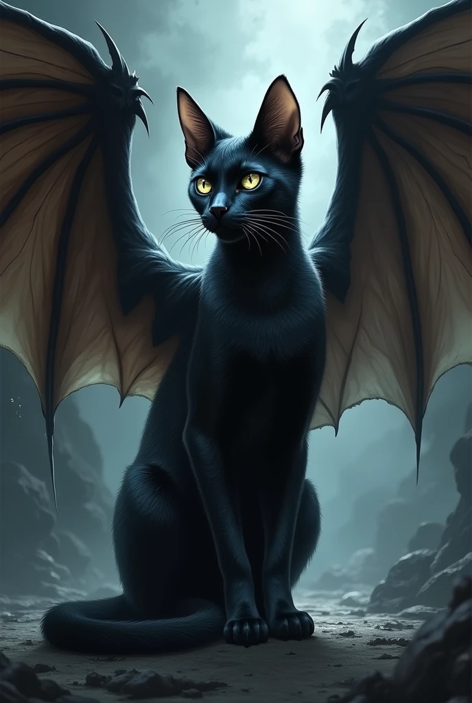 Black cat with wings