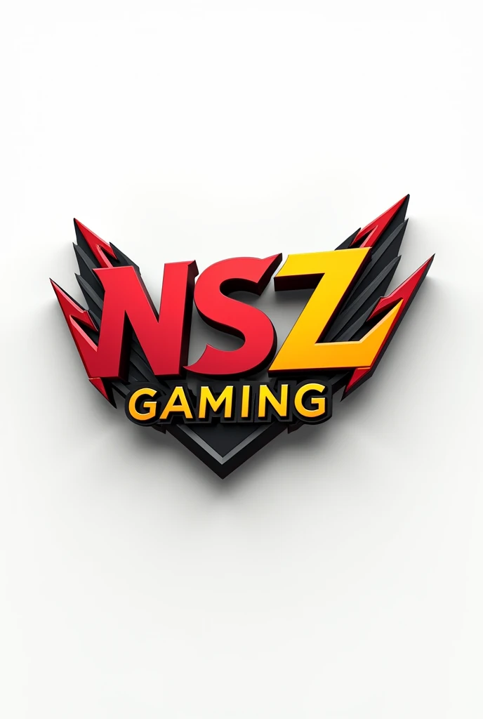 Creat a 3D pubg logo thats say NSZ gaming with Colour of red, yellow and black, white in the background