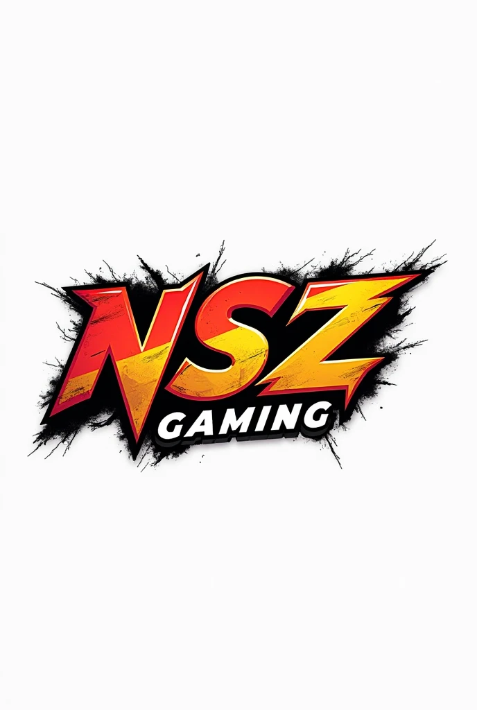 Creat a pubg logo thats say NSZ gaming with Colour of red, yellow and black,  white in the background 