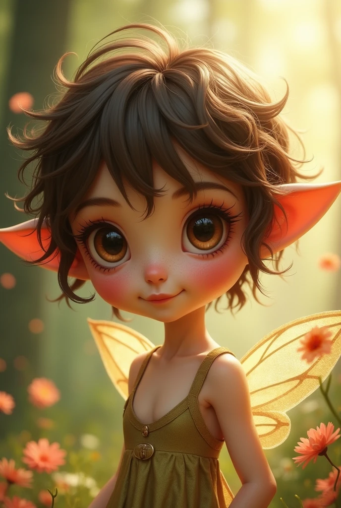 One with short, brown, wavy hair that looks like a little fairy
