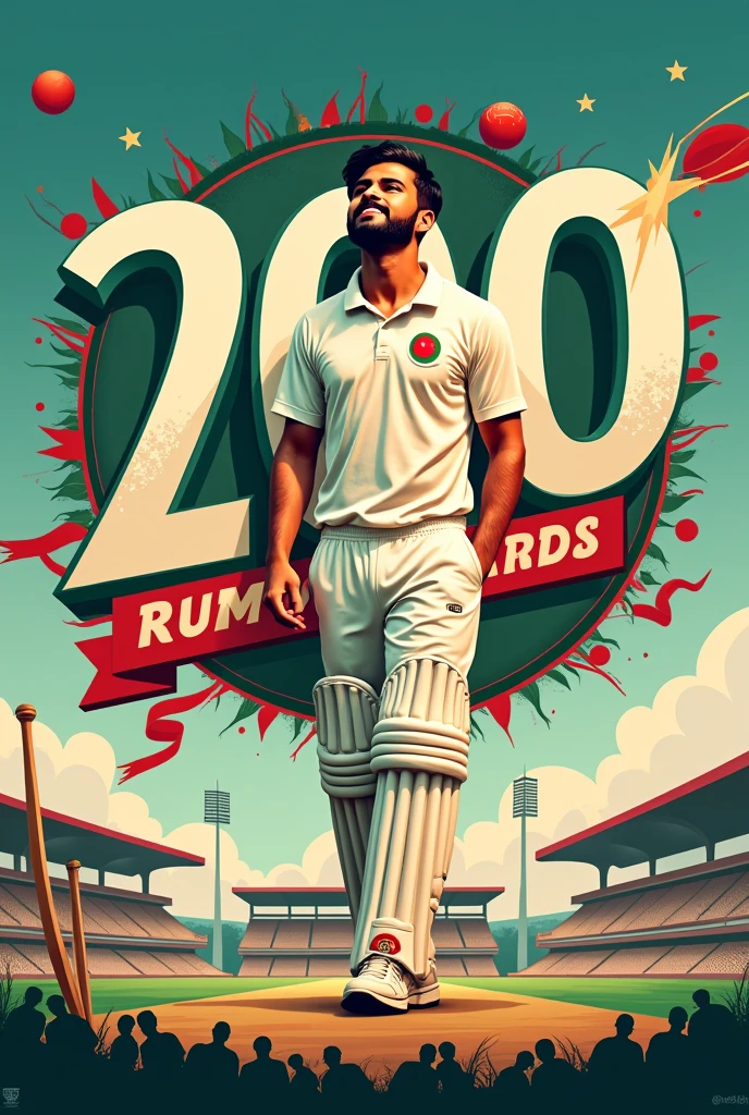 Create a poster to Congratulate Bangladeshi cricketer Mushfiqur Rahim for his 200 runs against Pakistan in test match.
Same poster without Mushfiqur rahim