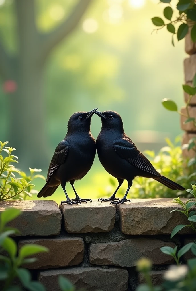 Two little blackbirds
Sitting on the wall,