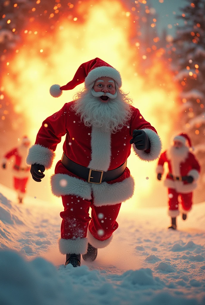 Santa Claus fleeing from a photo explosion from 1991
