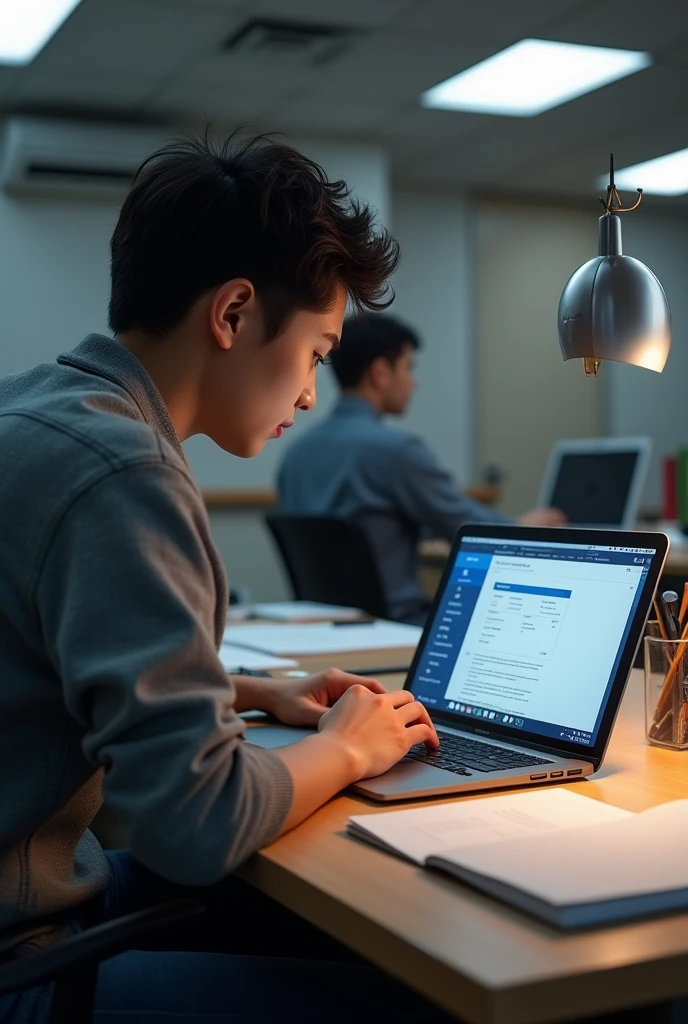 Generate a realistic of laptop on desk studying UNODA course