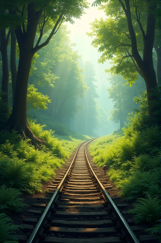 Train tracks in the middle of the forest