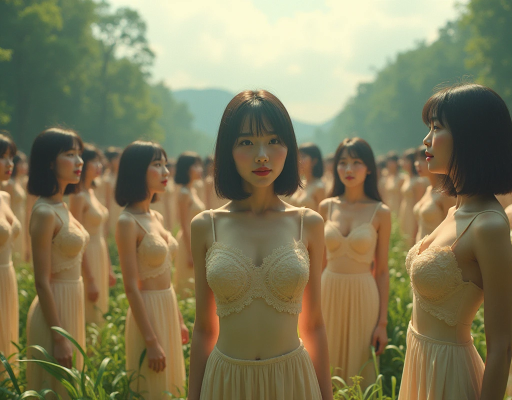 (((((Japanese Clone girls=Myself)))))), (((best masterpiece Clone girls Raw Photography Art))), (16K, Highest quality, Ultra-high resolution, RAW Photos), (((It's so unrealistic., With unparalleled depiction, With an unfathomable sight, An unprecedented and shocking worldview, Clone girls in a world of mass reproduction, Ultra-realistic))), (((Japanese, woman, 20yo, Yoshioka-riho))), (Small face, ((Thick black hair, Semi-long hair))), ((V-neck short-sleeve dress)), (((((Very beautiful detailed girls, Accurate body structure, Very detailed完璧な, Super busty body with very large breasts, Clearly emphasizes cleavage))))), (((Dark Eyes, Mature face, Cute Smile, A gentle gaze))), (((Very happy laughter is beautiful))), ((((((((Very detailed分身増殖描写, ((1girl→Myself cloning→1,000,000,000,000,000,000,000,000Myself Clone girls)))))))))), ((((((((Very detailed, The precise depiction of the proliferation of Myself Clone girls, ((With the perfectly identical bodies of Myself clone girls, With the exact same face as the Myself clone girls, With the exact same hairstyle as the Myself clone girls, In the exact same clothes as the girls who are my clones, Perfectly the same height as the Myself clone girls, Super big breasts, just like the Myself clone girls)))))))))), (((Myself clone girls only))), (((Very detailed, Myself clone girls multiplication, 1,000,000,000,000,000,000,000,000Myself Clone girls→100,000,000,000,000,000,000,000,000,000,000,000,000,000,000^1,000,000,000,000,000,000Myself Clone girls))), (((Very detailed描写で, (An embrace between self, Back to Back, Myself clone girls assemble, Fun conversations with fellow Myself clone girls, A fun conversation between Myself clone girls, Myself clone girls kissing each other everywhere, A passionate love affair between Myself clone girls, Myself clone girls holding hands)))), (((looking at the camera))), (((Unbelievably crowded, Transcendent Myself clone girls intimately, Countless Myself clone girls surround you in 360 degrees))), (Bright, soft sunlight), (((Very wide field of view, Very detailed, Detailed ultra-perspective depiction with clear depth))), (((((Curved slope landscape))))), (((Very photographic and detailed depiction, Myself clone girls will multiply infinitely and fill the horizon with no gaps and super close female bodies., A scene of endless Myself clone girls and a fun atmosphere))), (Focus on the average value of the image)