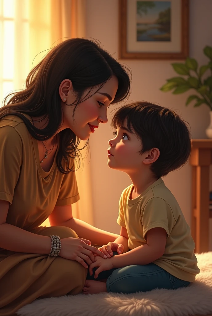 Mom telling something to boy