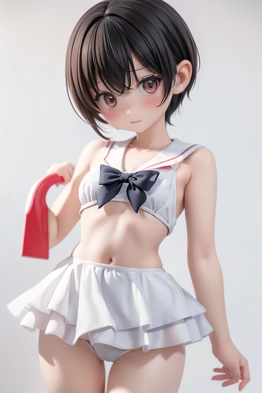 Swimwear、セパレートSwimwear、bikini、Primary school students、Girl、Girl、、Mini character、small、Primary school students、slender、Slender、Black Hair、Black Hair,、Short Hair、The forehead is visible、Forehead、whole body、