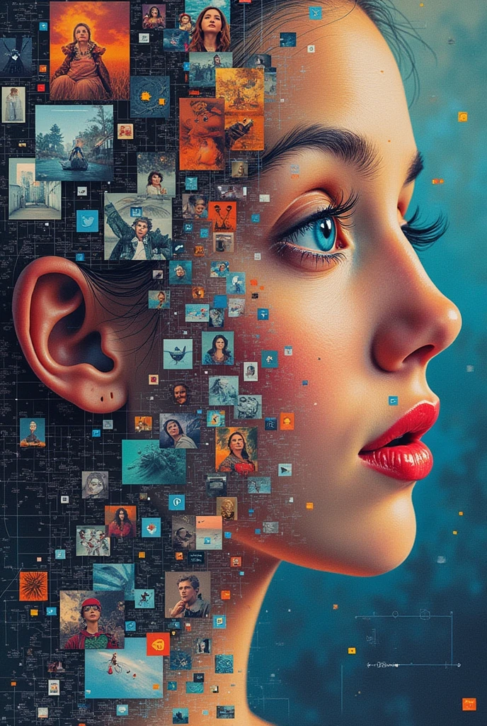 Collage about social media, good and bad effects