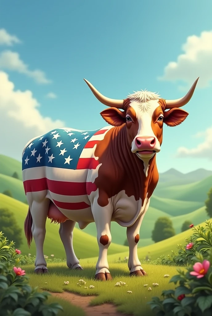 America flag on cow 