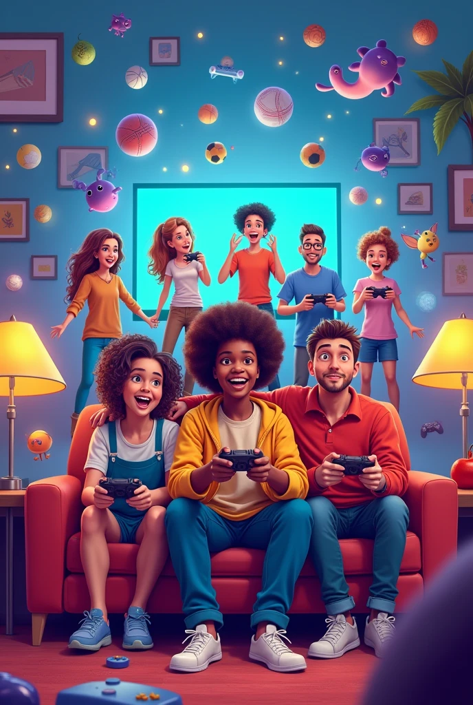 A cover with several games for a group of friends