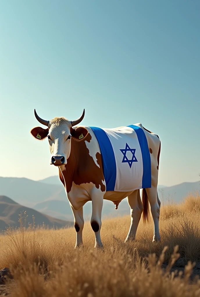 Israel flag on cow