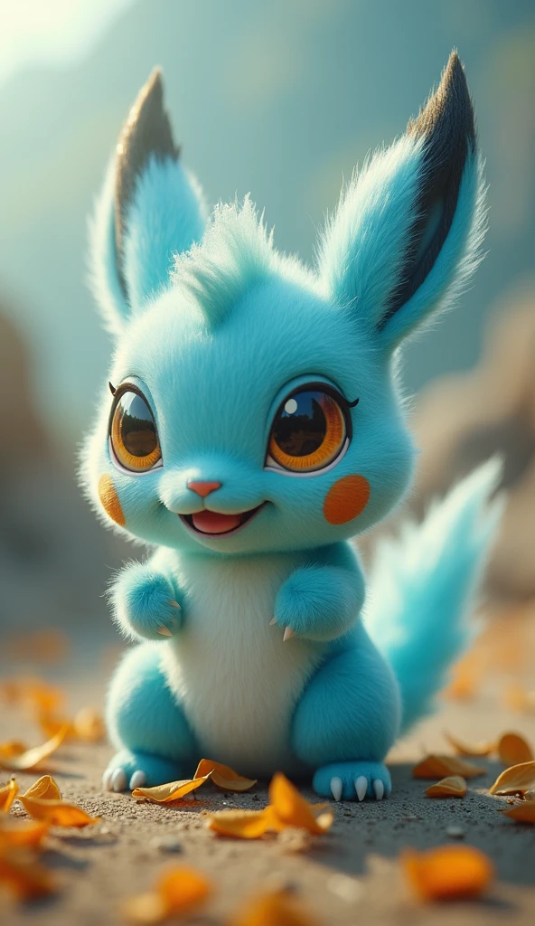 Still Movies, close, cute picture, Surreal fantasy style Pokemon,, Sony FE 12-24mm F/2.8 grams, close, 32 million HD, Light blue and light amber, Kushan dynasty, Incredible quality, wallpaper, Analog Film Grain 
