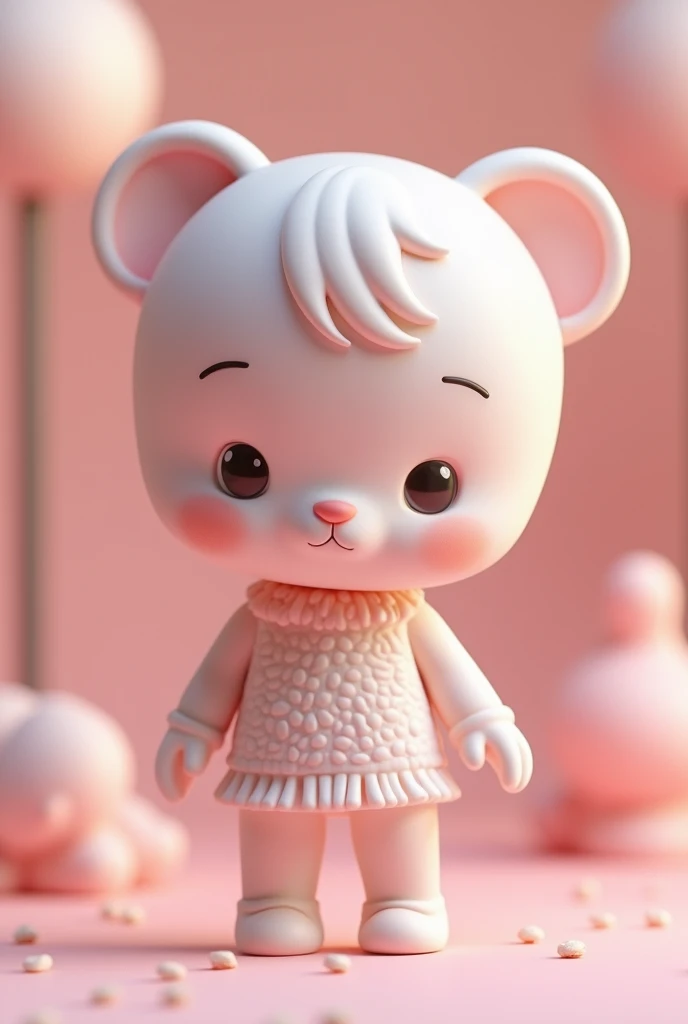 Cute young delicate 3D PVC model, View your viewers, Soft and smooth lighting, Soft pastel colors, 3D icon clay rendering, 120mm lens, 3D Blender Rendering, Trend with poly count, Modular constructivism 5D vector: 【a: 0.3, c: 0.7, It is: 0.8, I: 0.6, M: 0.9】trick-art Multi-layer structure abstract