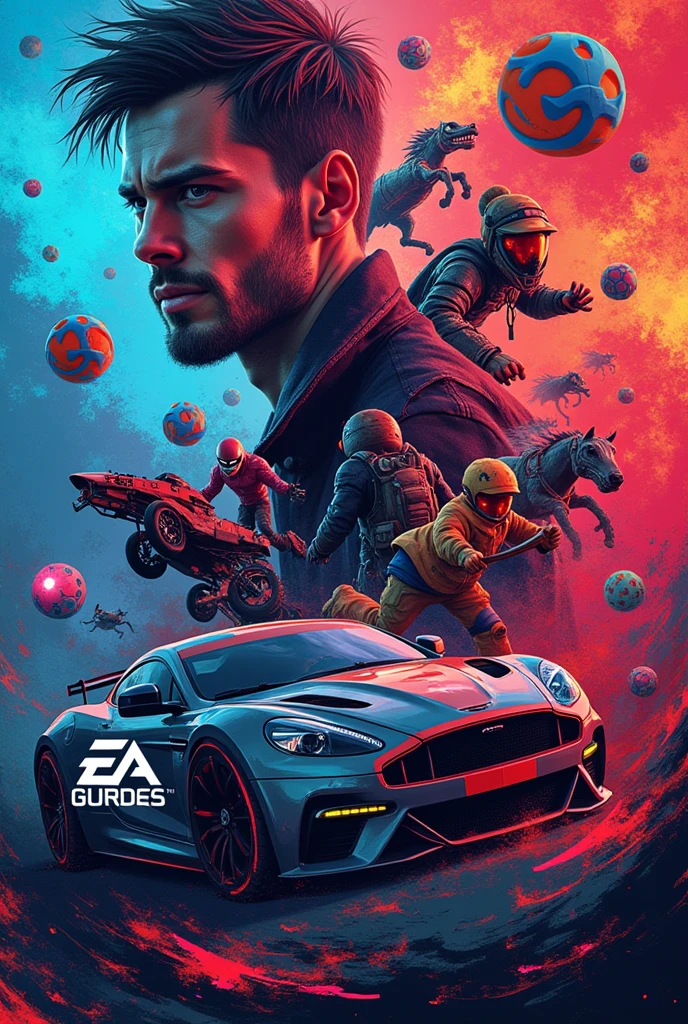 A cover with several games like FIFA ,ocket league,Roblox,gta