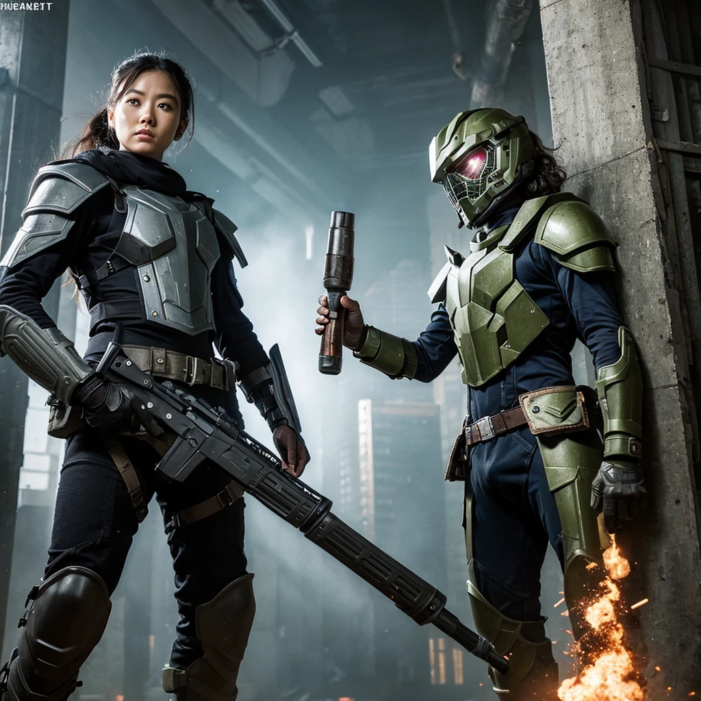 An armored rider of the apocalypse with mjölnir hammer