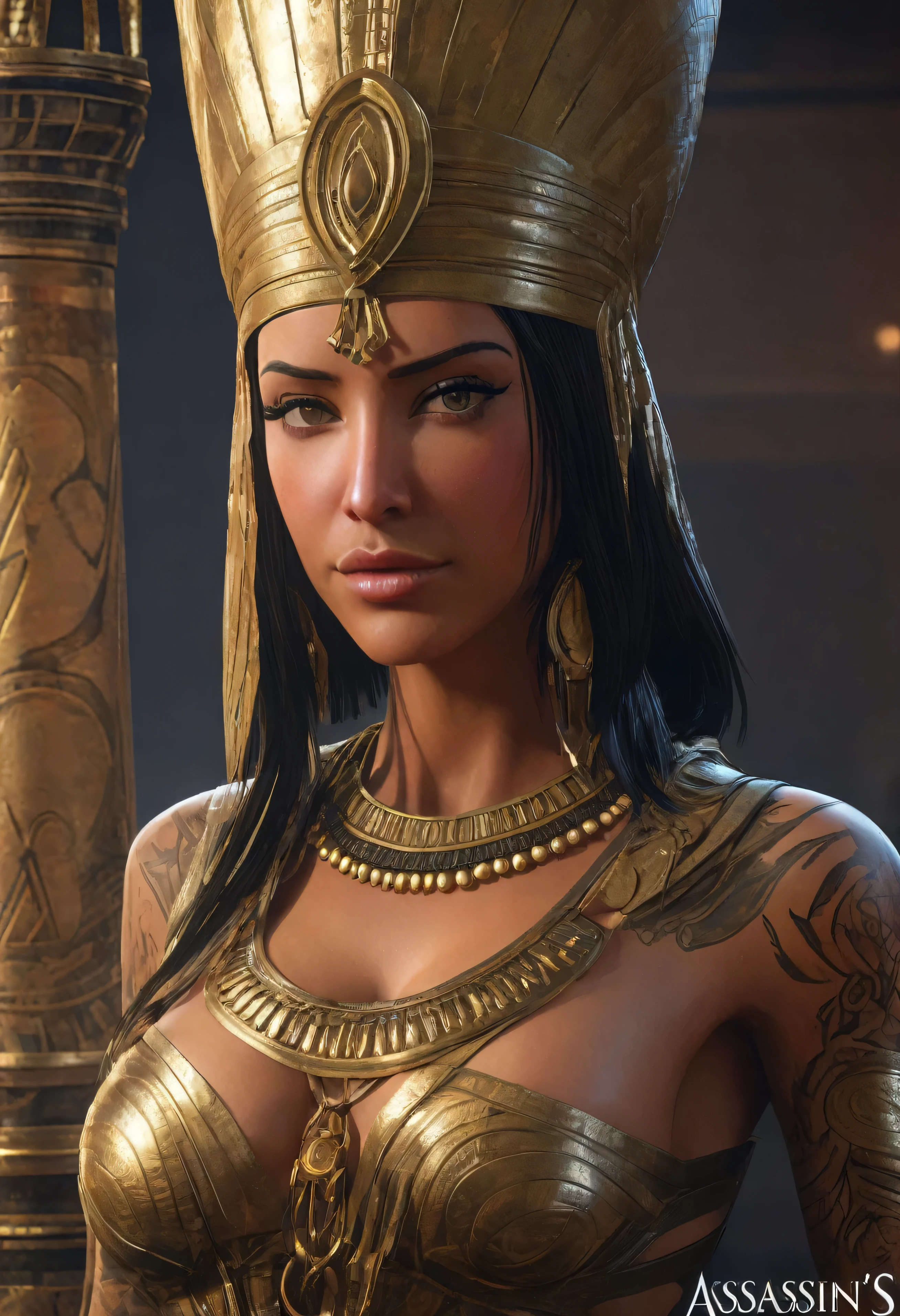 score_9, score_8_up, score_7_up, score_6_up, score_5_up, [ ACOCleopatra],[Black Hair],Cleopatra from Assassin's Creed Origins,[Jewelry],[ancient Egypt],4k,sharp image,detailed, sexy, extremely detailed artgerm, (masterpiece, best quality:1.2), (insanely detailed, beautiful detailed, masterpiece, best quality), (insanely detailed, masterpiece, best quality)