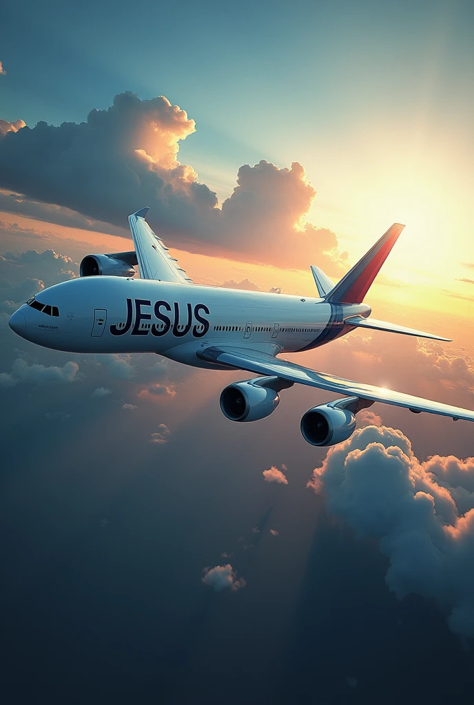 An attractive plane image in which JESUS is written boldly