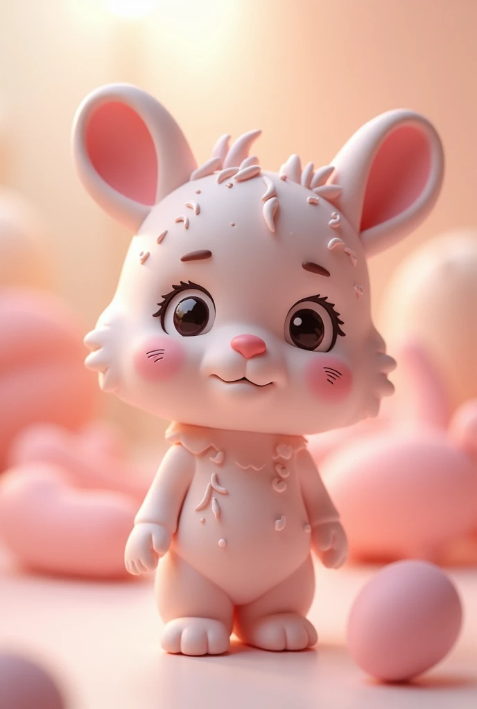 Cute young delicate 3D PVC model, View your viewers, Soft and smooth lighting, Soft pastel colors, 3D icon clay rendering, 120mm lens, 3D Blender Rendering, Trend with poly count, Modular constructivism 5D vector: 【a: 0.3, c: 0.7, It is: 0.8, I: 0.6, M: 0.9】trick-art Multi-layer structure abstract