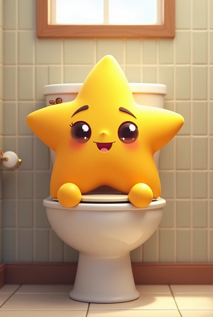 Create a cute little star on the toilet, Pooping