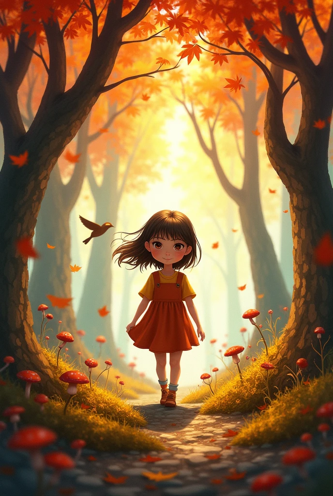  girl，Autumn forest