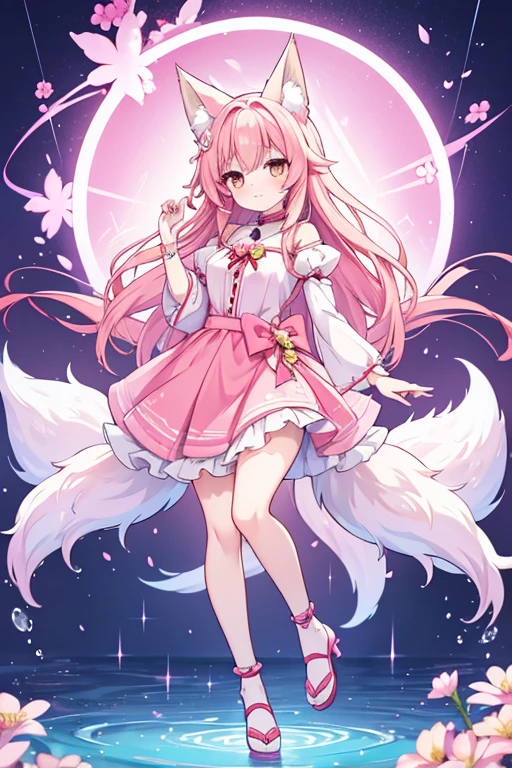 9 snow-white fox tails (1.0), Milky Fox Tail (1.0), Nine-Tailed Foxの狐のクローズアップ, Nine-Tailed Fox, Nine-Tailed Fox, With pink hair、Anime girl in a pink dress with flowers in her hair, very Beautiful anime fox girl, Beautiful anime fox girl, Beautiful fantasy anime, Gwaiz, Anime girl with fox ears, Beautiful Anime Girls, A very beautiful and cute fox, Pink flower rain, Background Blur, Anime Style 4k, Anime fantasy artwork, 4k anime wallpaper, Gubes-inspired artwork