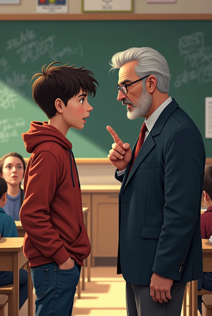 Dans une salle de classe se trouve un enfant turbulent. Le maitre lui reproche souvent son comportement inapproprié. Pendant la recréation, il tape son camarade qui se plaint au directeur.
