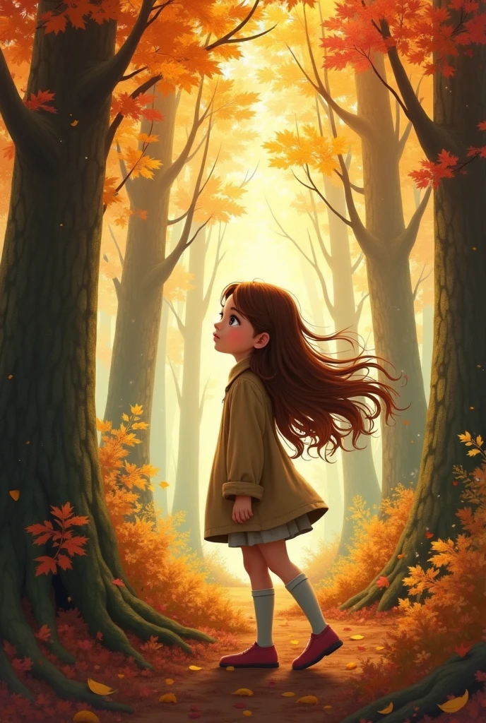 girl,Realistic style,Autumn forest