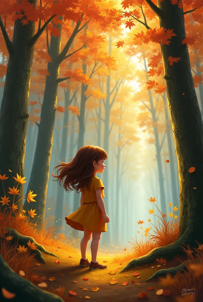  girl，Realistic style，Autumn forest
