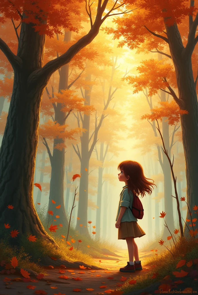  girl，Realistic style，Autumn forest