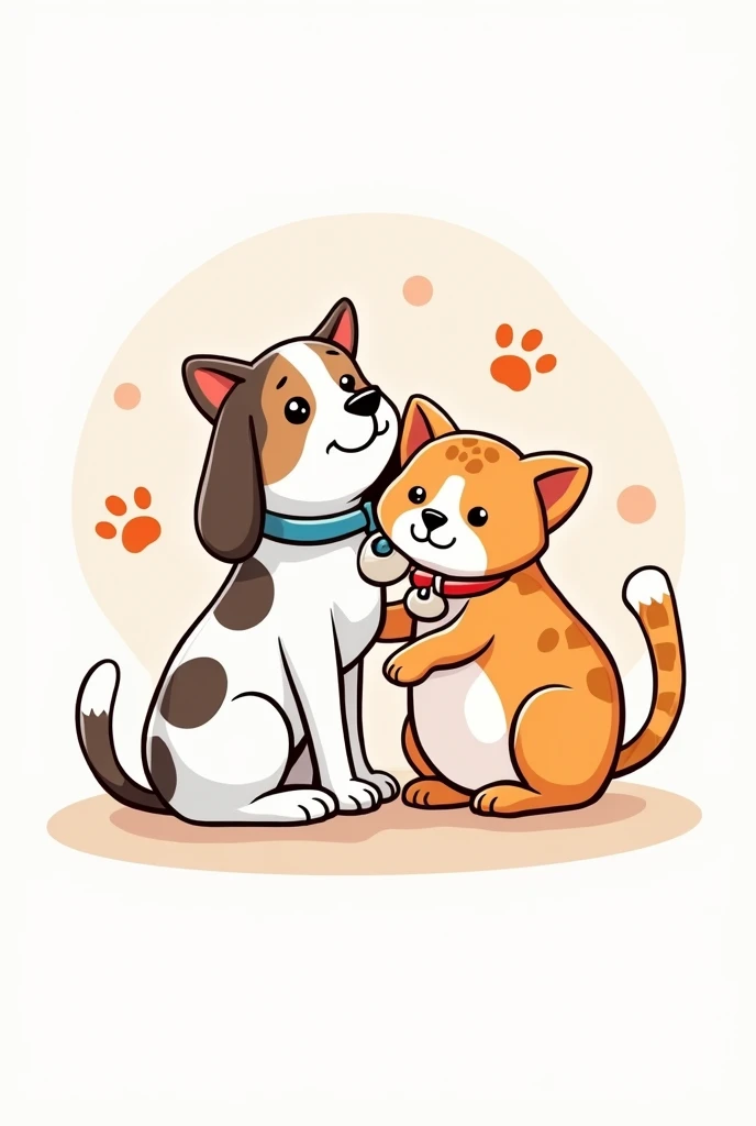 Creative and unique drawing for a veterinary logo that features a dog and a cat