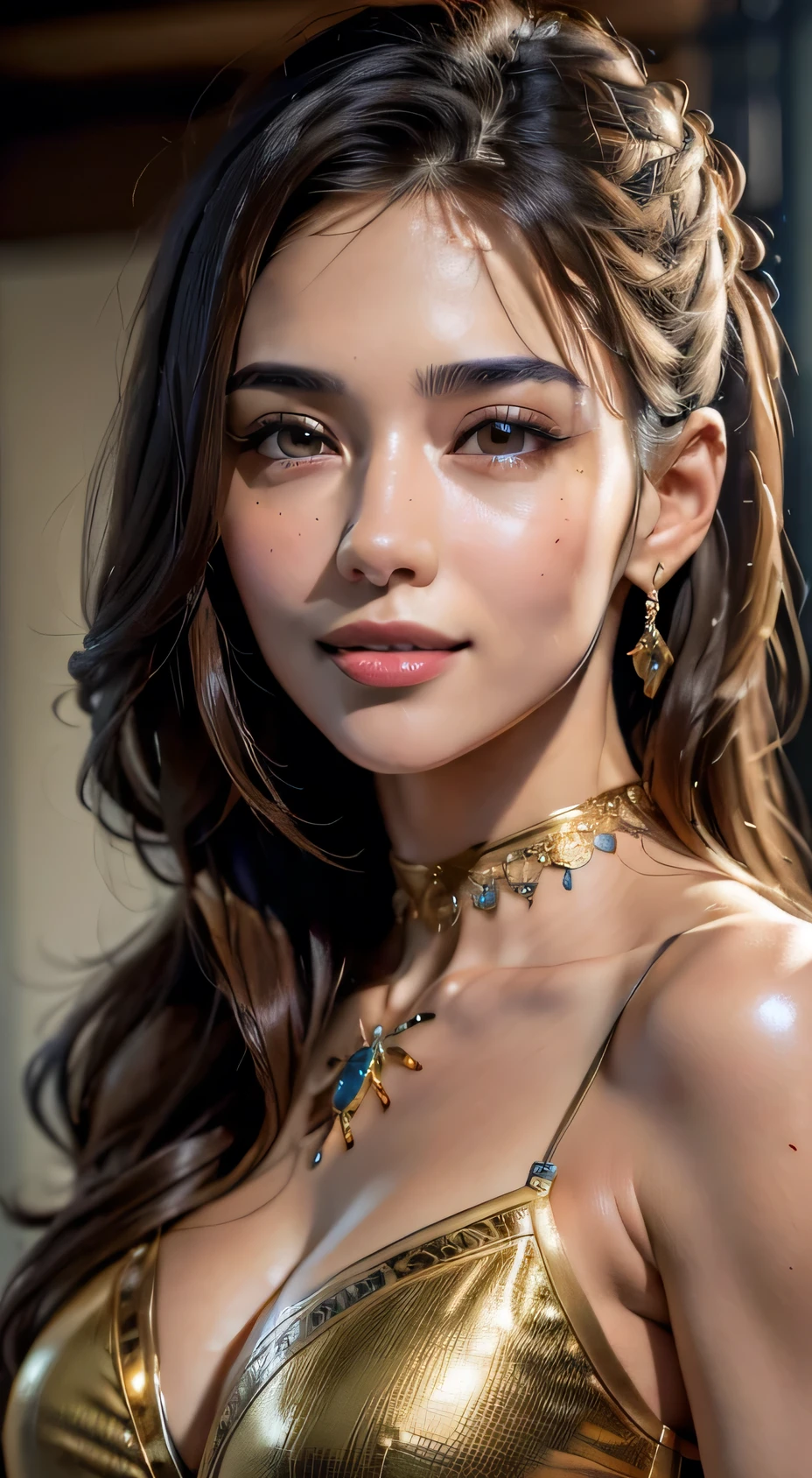 Highest quality, masterpiece, (Realistic:1.2), 1 girl, Brown Hair, Brown eyes, front, Detailed face, beautiful eyes, Wearing a golden black suit, Highest quality, masterpiece, (Realistic:1.2), 1 girl, Detailed face, beautiful eyes, [(Transparent Background:1.5)::5], (((masterpiece))), (((Highest quality))),(((Very detailed))), figure, One person, alone, mysterious, Variegated eyes, Detailed eyes, Super detailed, A light smile, Very detailed, beautiful, Detailed, Super detailed, Highest quality, Complex, 4K, 8k, Talked about at the art station, Excellent anatomy, beautiful lighting,