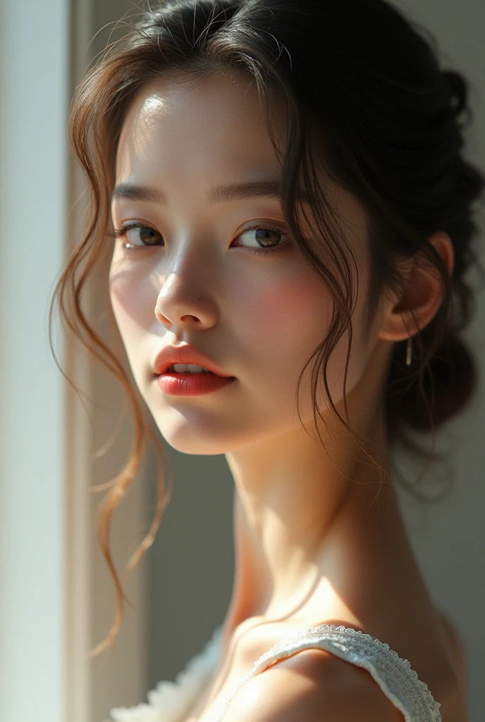 gorgeous girl, white skin, realistic photo