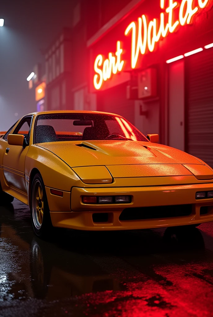 Supra old model in yallow color with red neon lights