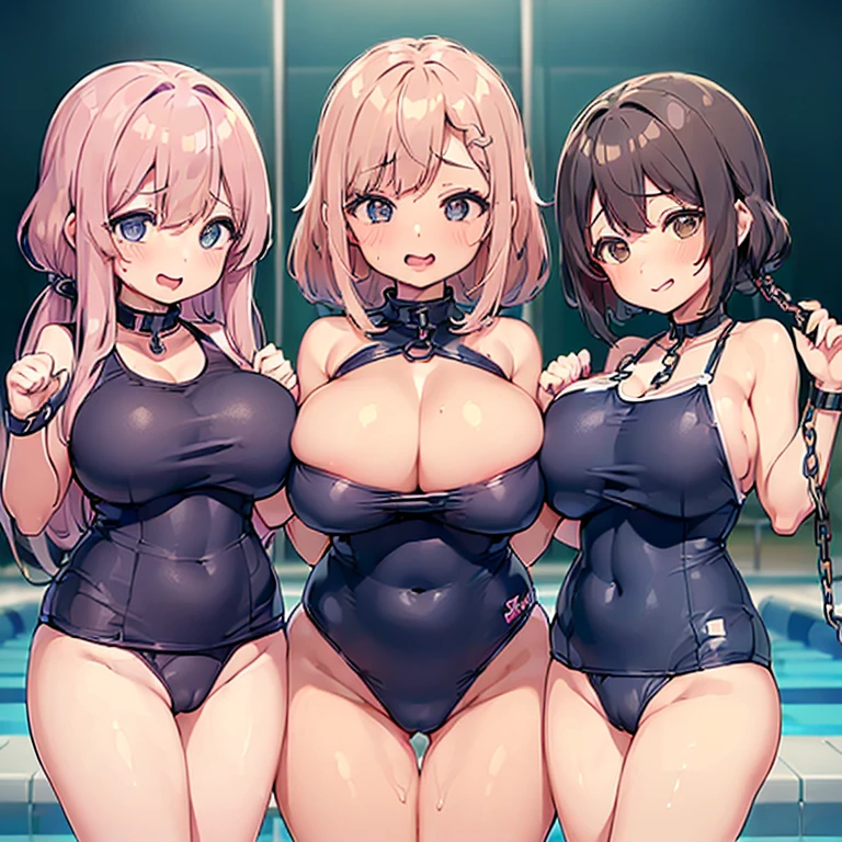 (Huge breasts:1.77),Highest quality、High resolution、Detailed Background、(Beautiful face in every detail:1.4)、Anatomically correct、(Detailed facial expressions)、(fine grain:1.2)、 beauty、cuteカラーの髪色、Braided Ponytail、Braided bob cut、Braided twin tails、Navy School Swimsuit、(Flat Chest)、Perfect body line、Thick thighs、Please show me your whole body、
(Five beautiful girls in school swimsuits are having fun at the school pool.:1.5)、
Big smile、Laughing with your mouth open、My whole body is wet、My hair is wet too、Fun atmosphere、Embrace each other、cute仕草、cute,,(((ベルトとストラップ付きのFor women下着セット,Metal Chain,Sexy Lingerie,4 Piece Set,Porn Wear,Nightclub Temptation,For women))),