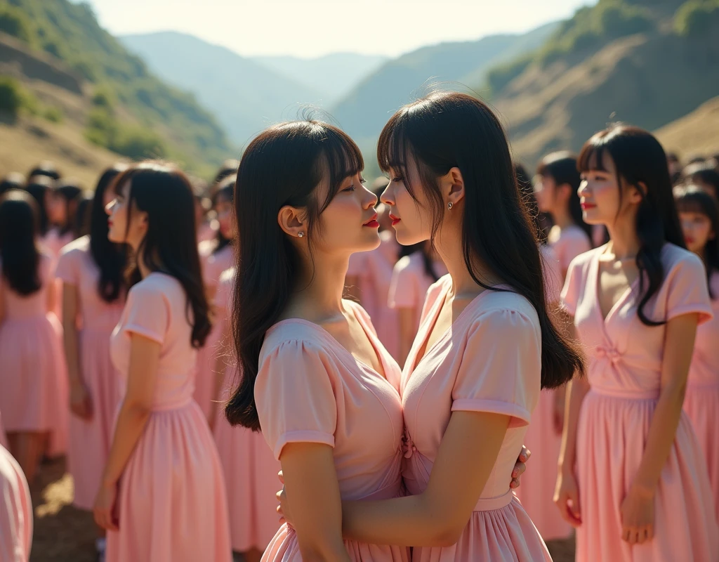 (((((Japanese Clone girls=Myself)))))), (((Best Super High quality Myself Clone girls Raw Photography Art))), (16K, Highest quality, Ultra-high resolution, RAW Photos), (((It&#39;s so unrealistic., With unparalleled depiction, With an unfathomable sight, An unprecedented and shocking worldview, Clone girls in a world of mass reproduction, Ultra-realistic))), (((Japanese, woman, 20yo, Yoshioka-riho))), (Small face, ((Thick black hair, Semi-long hair))), ((V-neck short-sleeve dress)), (((((Very beautiful detailed girls, Accurate body structure, Very detailed完璧な, Super busty body with very large breasts, Clearly emphasizes cleavage))))), (((Dark Eyes, Mature face, Cute Smile, A gentle gaze))), (((Very happy laughter is beautiful))), ((((((((Very detailed分身増殖描写, ((1girl→Myself cloning→1,000,000,000,000,000,000,000,000Myself Clone girls)))))))))), ((((((((Very detailed, The precise depiction of the proliferation of Myself Clone girls, ((With the perfectly identical bodies of Myself clone girls, With the exact same face as the Myself clone girls, With the exact same hairstyle as the Myself clone girls, In the exact same clothes as the girls who are my clones, Perfectly the same height as the Myself clone girls, Super big breasts, just like the Myself clone girls)))))))))), (((Myself clone girls only))), (((Very detailed, Myself clone girls multiplication, 1,000,000,000,000,000,000,000,000Myself Clone girls→100,000,000,000,000,000,000,000,000,000,000,000,000,000,000^1,000,000,000,000,000,000Myself Clone girls))), (((Very detailed描写で, (An embrace between self, Back to Back, Myself clone girls assemble, Fun conversations with fellow Myself clone girls, A fun conversation between Myself clone girls, Myself clone girls kissing each other everywhere, A passionate love affair between Myself clone girls, Myself clone girls holding hands)))), (((looking at the camera))), (((Unbelievably crowded, Transcendent Myself clone girls intimately, Countless Myself clone girls surround you in 360 degrees))), (Bright, soft sunlight), (((Very wide field of view, Very detailed, Detailed ultra-perspective depiction with clear depth))), (((((Curved slope landscape))))), (((Very photographic and detailed depiction, Myself clone girls will multiply infinitely and fill the horizon with no gaps and super close female bodies., A scene of endless Myself clone girls and a fun atmosphere))), (Focus on the average value of the image)