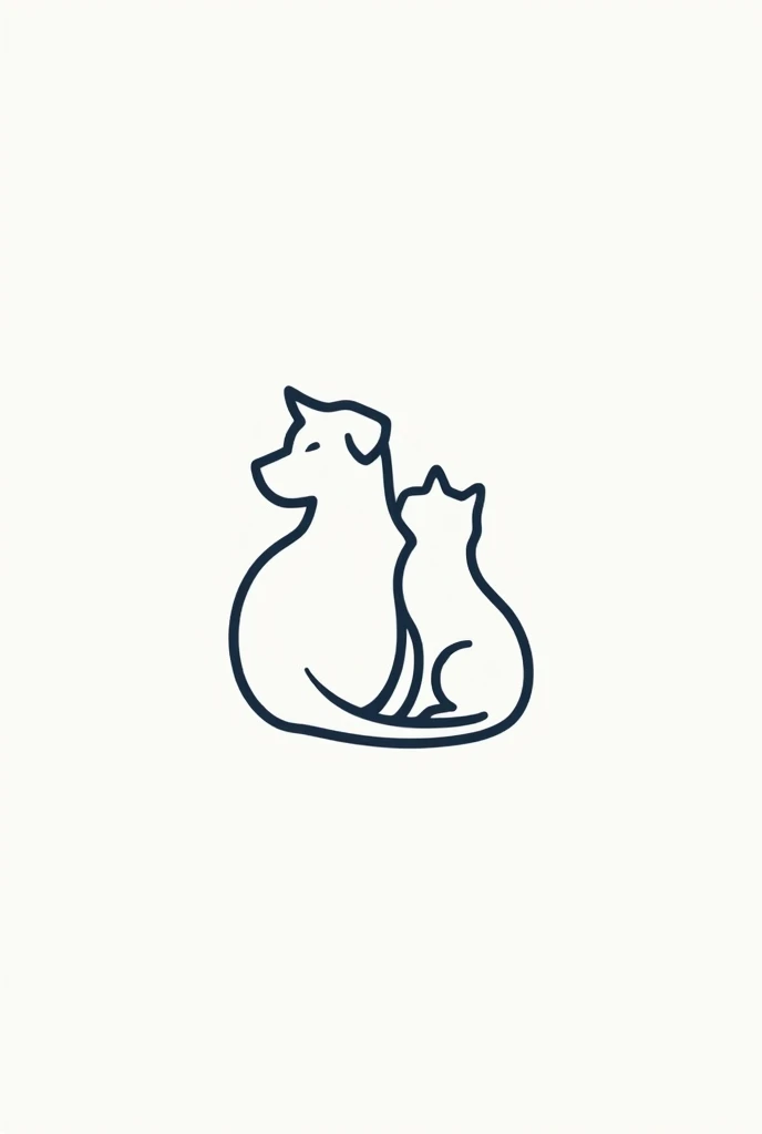 Drawing for a creative and unique veterinary logo that is a dog and cat in strokes