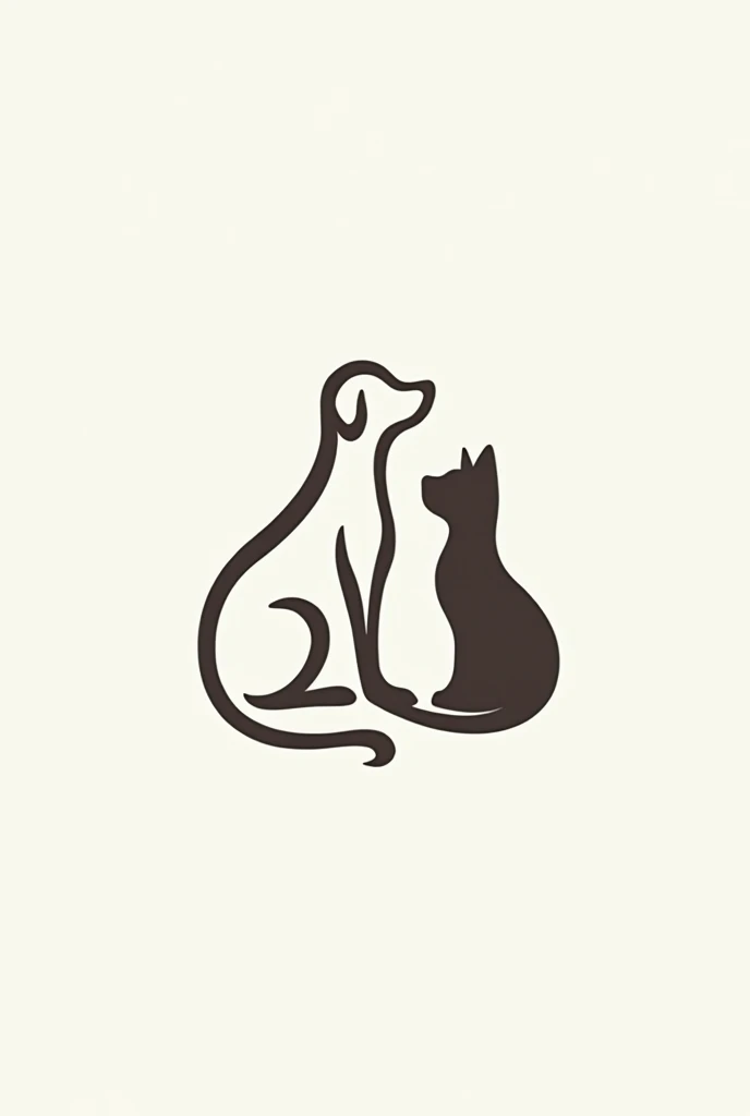 Drawing for a creative and unique veterinary logo that is a dog and cat in strokes 