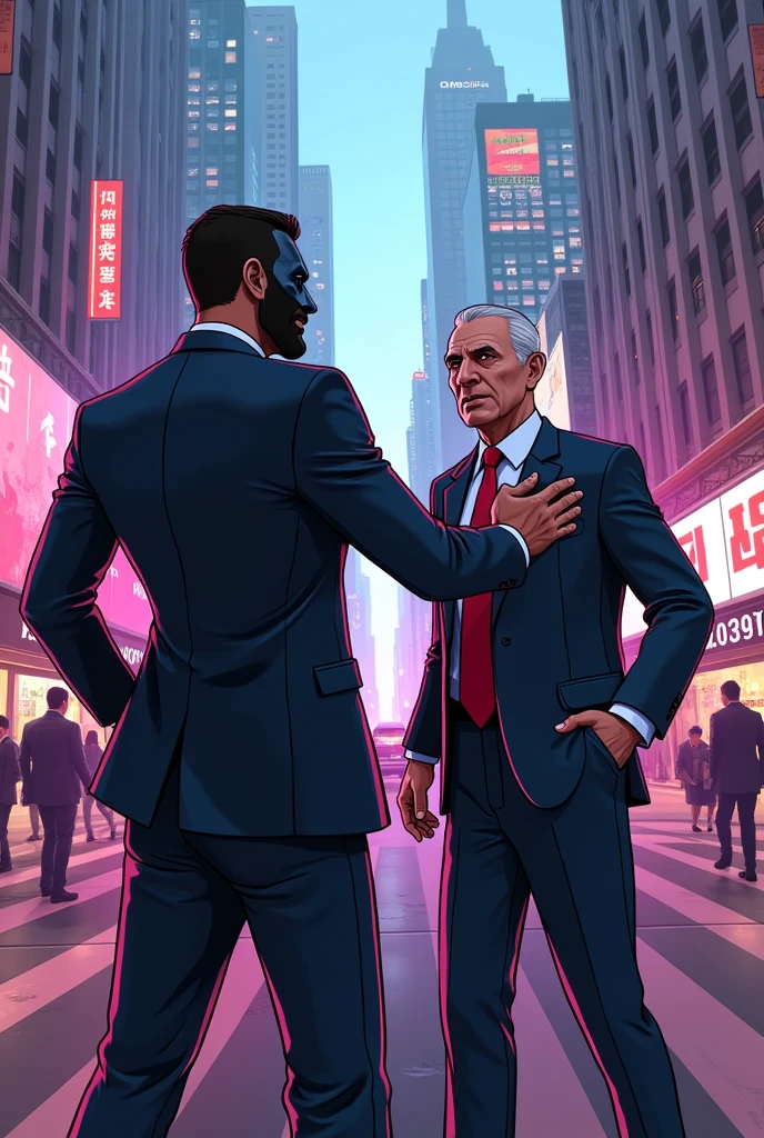 A Hitman assassin the prime minister in GTA 5 
.make it like cartoon just like in GTA V 