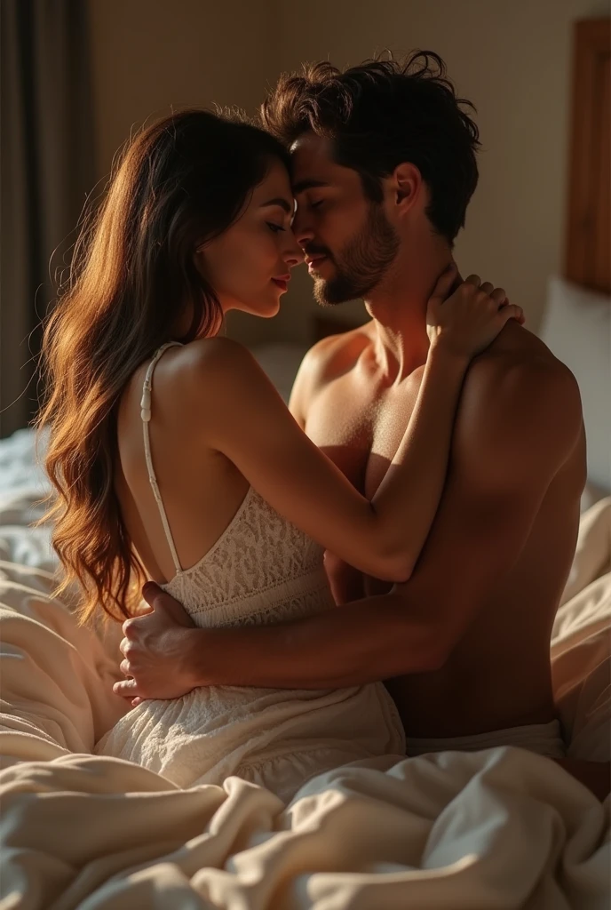 A beautiful girl doing sex with handsome boy on bed