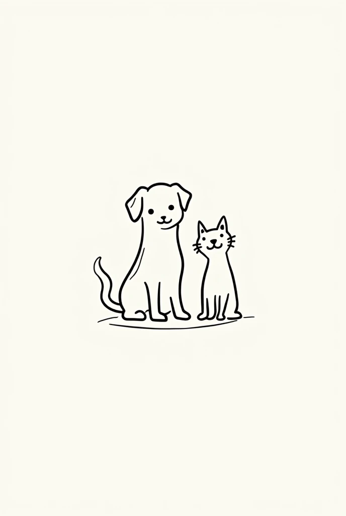 Medium drawing for a creative and unique veterinary logo that features a dog and cat in strokes