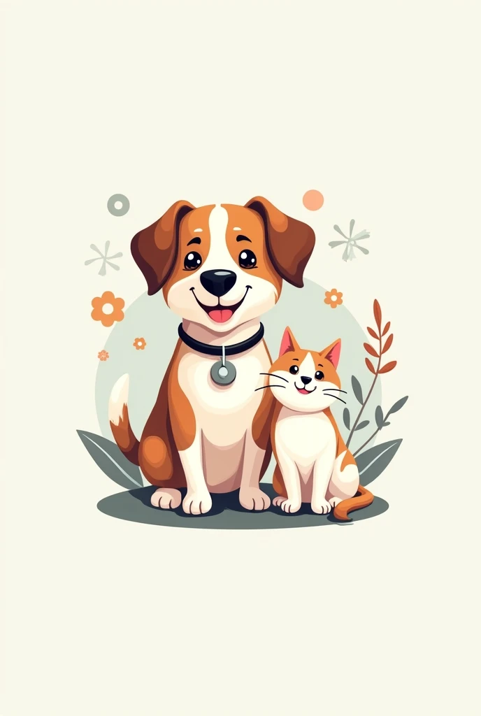 Medium drawing for a creative and unique veterinary logo that is vectorized with a dog and cat