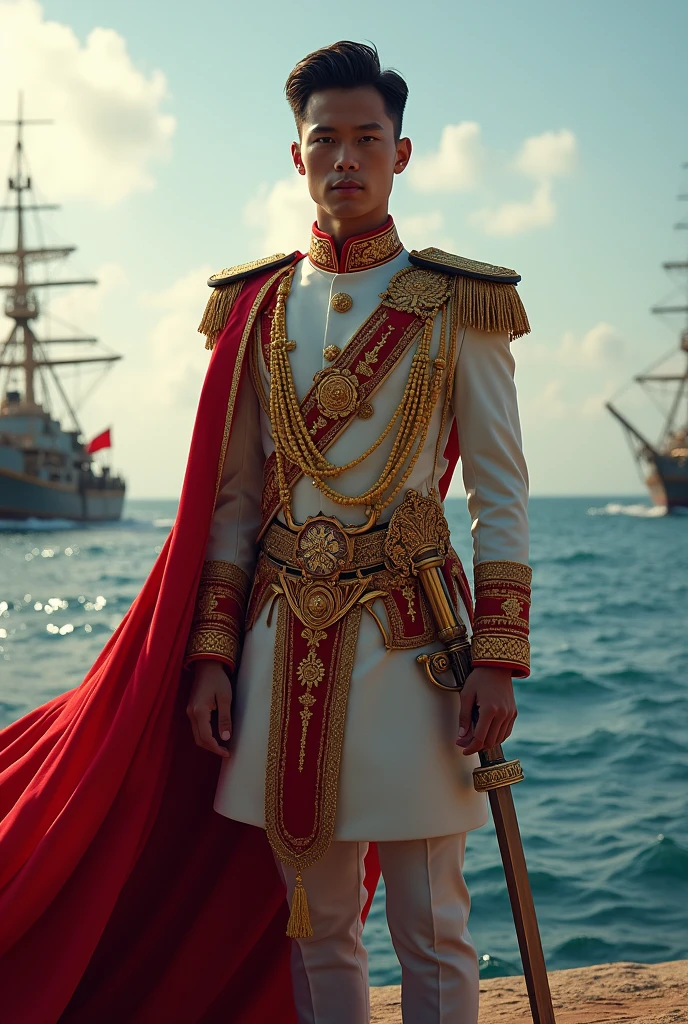 Strong Malay admiral,Young,wearing Malay attire