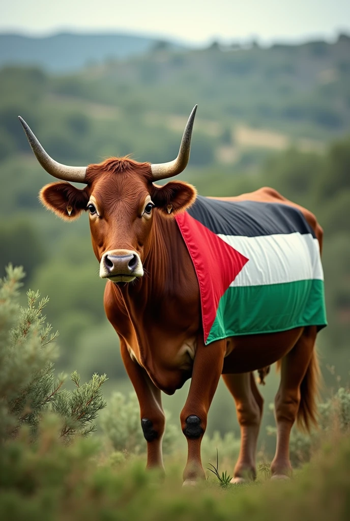 Palestine flag on cow