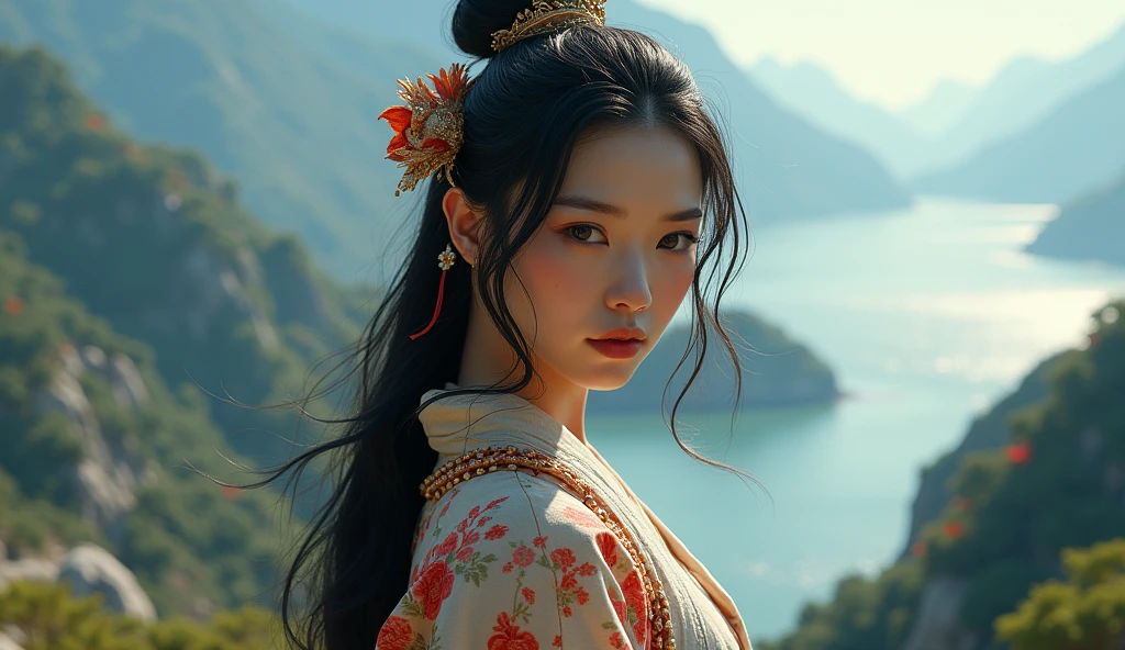 samurai woman, ((artwork, highest quality, Highest image quality, High resolution, photorealistic, RAW photo, 8K)), ((Extremely detailed 8k unified CG wallpaper)), (huge stunning goddess photo, very hot and sexy, jaw-dropping beauty, Perfect proportions, beautiful body, Slim Body Beauty:1.4)